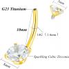 ORANGELOVE G23 Titanium 14G Belly Button Rings Cubic Zirconia Internally Threaded CZ Belly Ring Navel Barbell Stud Body Piercing Jewelry 14 Gauge 8mm 10mm 12mm 14mm(14G/Bar Length:10mm/Gold)