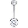 ORANGELOVE G23 Titanium Belly Button Ring – CZ Round Cubic Zirconia Internally Threaded Navel Piercing Ring – 14mm, 12mm, 10mm, 8mm – 14G Belly Piercings Barbell Jewelry for Women & Men(14G/Bar Length:8mm/Silver)