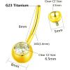 ORANGELOVE G23 Titanium Belly Button Ring – CZ Round Cubic Zirconia Internally Threaded Navel Piercing Ring – 14mm, 12mm, 10mm, 8mm – 14G Belly Piercings Barbell Jewelry for Women & Men(14G/Bar Length:8mm/Gold)