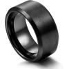 TRUMIUM 2mm 4mm 6mm 8mm 10mm Tungsten Ring Wedding Band for Women Men Bevel Edges Brushed Comfort Fit Size 4-15(Black 10mm)