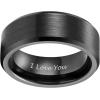TRUMIUM 2mm 4mm 6mm 8mm 10mm Tungsten Ring Wedding Band for Women Men Bevel Edges Brushed Comfort Fit Size 4-15(Black 8mm I Love You)