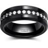 TRUMIUM 6mm 8mm Mens Tungsten Wedding Bands with Cubic Zirconia Eternity Ring CZ Inlaid Black Silver Plated 24K Gold Plated Tungsten Carbied Rings High Polish Size 7-13(Black-8mm)
