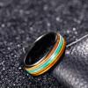 TRUMIUM 6mm 8mm Mens Wedding Band Tungsten Rings for Men Women Whiskey Wood Turquoise Opal Guitar String Black Wedding Rings Beveled Edges Comfort Fit Size 6-13(Silver Guitar Strings-8mm)