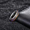 TRUMIUM 6mm 8mm Mens Wedding Band Tungsten Rings for Men Women Whiskey Wood Turquoise Opal Guitar String Black Wedding Rings Beveled Edges Comfort Fit Size 6-13(Whisky Wood & Opal-6mm)