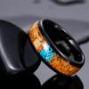 TRUMIUM 6mm 8mm Mens Wedding Band Tungsten Rings for Men Women Whiskey Wood Turquoise Opal Guitar String Black Wedding Rings Beveled Edges Comfort Fit Size 6-13(8mm Wood Turquoise)