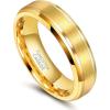 TRUMIUM 6mm 8mm Mens Womens 24K Gold Plated Tungsten Wedding Ring Band Brush Finish Scratch Resistant Size 5-14(6mm 24k gold plated)