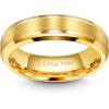 TRUMIUM 6mm 8mm Mens Womens 24K Gold Plated Tungsten Wedding Ring Band Brush Finish Scratch Resistant Size 5-14(6mm I Love You Engraved)