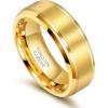 TRUMIUM 6mm 8mm Mens Womens 24K Gold Plated Tungsten Wedding Ring Band Brush Finish Scratch Resistant Size 5-14(8mm 24k gold plated)