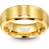 TRUMIUM 6mm 8mm Mens Womens 24K Gold Plated Tungsten Wedding Ring Band Brush Finish Scratch Resistant Size 5-14(8mm 24k gold plated)