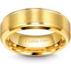TRUMIUM 6mm 8mm Mens Womens 24K Gold Plated Tungsten Wedding Ring Band Brush Finish Scratch Resistant Size 5-14(8mm I Love You Engraved)
