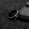 TRUMIUM 6mm 8mm Tungsten Rings for Men Women Black Wedding Band 24K Gold Plated/Rose Gold Plated Step Edges Comfort Fit Size 6-13(8mm 24k gold plated)