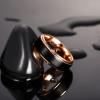 TRUMIUM 6mm 8mm Tungsten Rings for Men Women Black Wedding Band 24K Gold Plated/Rose Gold Plated Step Edges Comfort Fit Size 6-13(8mm rose gold plated)