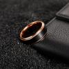 TRUMIUM 6mm 8mm Tungsten Rings for Men Women Black Wedding Band 24K Gold Plated/Rose Gold Plated Step Edges Comfort Fit Size 6-13(8mm rose gold plated)
