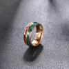 TRUMIUM 8mm Mens Wedding Band Malachite & Wood Inlay Tungsten Carbide Rings Rose Gold Plated Engagement Band Beveled Edges Comfort Fit Size 6-13(8mm malachite)