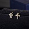 TRUMIUM Cross Earrings for Men Women 925 Sterling Silver Dangle Earrings Hypoallergenic Silver Gold Stud Cubic Zirconia(Cross Stud-Gold)
