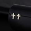 TRUMIUM Cross Earrings for Men Women 925 Sterling Silver Dangle Earrings Hypoallergenic Silver Gold Stud Cubic Zirconia(Cross Stud-Gold)