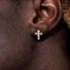 TRUMIUM Cross Earrings for Men Women 925 Sterling Silver Dangle Earrings Hypoallergenic Silver Gold Stud Cubic Zirconia(Cross Stud-Gold)