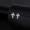 TRUMIUM Cross Earrings for Men Women 925 Sterling Silver Dangle Earrings Hypoallergenic Silver Gold Stud Cubic Zirconia(Cross Stud-Silver)