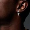 TRUMIUM Cross Earrings for Men Women 925 Sterling Silver Dangle Earrings Hypoallergenic Silver Gold Stud Cubic Zirconia(Cross-Gold)
