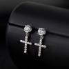 TRUMIUM Cross Earrings for Men Women 925 Sterling Silver Dangle Earrings Hypoallergenic Silver Gold Stud Cubic Zirconia(Cross-Gold)