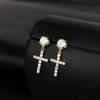 TRUMIUM Cross Earrings for Men Women 925 Sterling Silver Dangle Earrings Hypoallergenic Silver Gold Stud Cubic Zirconia(Cross-Silver)