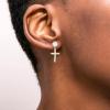 TRUMIUM Cross Earrings for Men Women 925 Sterling Silver Dangle Earrings Hypoallergenic Silver Gold Stud Cubic Zirconia(Cross-Silver)