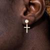 TRUMIUM Cross Earrings for Men Women 925 Sterling Silver Dangle Earrings Hypoallergenic Silver Gold Stud Cubic Zirconia(Cross-Silver)