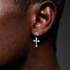 TRUMIUM Cross Earrings for Men Women 925 Sterling Silver Dangle Earrings Hypoallergenic Silver Gold Stud Cubic Zirconia(Dangle Cross-Silver)