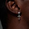 TRUMIUM Cross Earrings for Men Women 925 Sterling Silver Dangle Earrings Hypoallergenic Silver Gold Stud Cubic Zirconia(Dangle Cross-Silver)