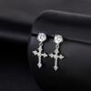TRUMIUM Cross Earrings for Men Women 925 Sterling Silver Dangle Earrings Hypoallergenic Silver Gold Stud Cubic Zirconia(Dangle Cross-Silver)