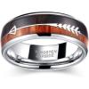 TRUMIUM Mens Rings 8mm Wedding Band Koa Wood Arrow Inlay Silver Engagement Ring Comfort Fit Size 7-13(8mm Wood Arrow)