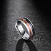 TRUMIUM Mens Rings 8mm Wedding Band Koa Wood Arrow Inlay Silver Engagement Ring Comfort Fit Size 7-13(8mm Wood Arrow)