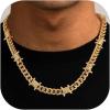 ChainsHouse Barbed Wire Necklace Punk Thorns Chain Necklace for Men Women, 5/6/7/9/12MM Wide Stainless Steel/Black Metal/Gold Plated Hiphop Rock Jewelry, 18-22 Inches(o.12mm-Gold Plated-Thorns Chain)