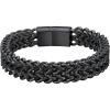 ChainsHouse Bracelet for Men Franco Curb Chain Link with Sturdy Clasp, 7.5/8.3/9 Inches Length 6/10/12MM Width Bracelet Chain Gift for Dad, Husband, Father’s Day, Birthday(F: 12mm-Black)