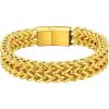 ChainsHouse Bracelet for Men Franco Curb Chain Link with Sturdy Clasp, 7.5/8.3/9 Inches Length 6/10/12MM Width Bracelet Chain Gift for Dad, Husband, Father’s Day, Birthday(I: 12mm-Gold Plated)