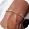ChainsHouse Chain Bracelet for Men, Twisted Rope Bracelets Stainless Steel/Black/14K Gold Metal Plated Wrist Chain, 3mm/6mm Width, 8.3″, Send Gift Box(3mm-gold-twisted)