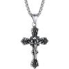 ChainsHouse Cross Necklace for Men, Black/18K Gold Plated/Stainless Steel Christian Jewelry Cross Pendant Necklace for Men, with Gift Box(a: Jecus Cross-Steel)