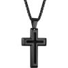 ChainsHouse Cross Necklace for Men, Black/18K Gold Plated/Stainless Steel Christian Jewelry Cross Pendant Necklace for Men, with Gift Box(b: Dripping Oil Cross-Black)