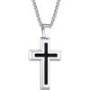 ChainsHouse Cross Necklace for Men, Black/18K Gold Plated/Stainless Steel Christian Jewelry Cross Pendant Necklace for Men, with Gift Box(b: Dripping Oil Cross-Steel)
