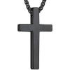 ChainsHouse Cross Necklace for Men, Black/18K Gold Plated/Stainless Steel Christian Jewelry Cross Pendant Necklace for Men, with Gift Box(c: Plain Cross-Black)