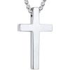 ChainsHouse Cross Necklace for Men, Black/18K Gold Plated/Stainless Steel Christian Jewelry Cross Pendant Necklace for Men, with Gift Box(c: Plain Cross-Steel)
