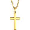 ChainsHouse Cross Necklace for Men, Black/18K Gold Plated/Stainless Steel Christian Jewelry Cross Pendant Necklace for Men, with Gift Box(d: Cross-Gold)