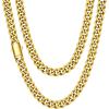 ChainsHouse Cuban Link Chain for Men, Stainless Steel Cuban Link Chain, Black/ 14K Gold Plated Cuban Chain Necklace, 6mm/9mm/12mm Width, Hip Hop Mens Jewelry, 18″-30″, Send Gift Box(e.9mm width-gold)