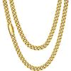 ChainsHouse Cuban Link Chain for Men, Stainless Steel Cuban Link Chain, Black/ 14K Gold Plated Cuban Chain Necklace, 6mm/9mm/12mm Width, Hip Hop Mens Jewelry, 18″-30″, Send Gift Box(d. 6mm width-gold)