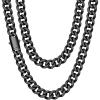 ChainsHouse Cuban Link Chain for Men, Stainless Steel Cuban Link Chain, Black/ 14K Gold Plated Cuban Chain Necklace, 6mm/9mm/12mm Width, Hip Hop Mens Jewelry, 18″-30″, Send Gift Box(i.12mm width-black)