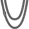 ChainsHouse Cuban Link Chain for Men, Stainless Steel Cuban Link Chain, Black/ 14K Gold Plated Cuban Chain Necklace, 6mm/9mm/12mm Width, Hip Hop Mens Jewelry, 18″-30″, Send Gift Box(h.9mm width-black)