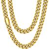 ChainsHouse Cuban Link Chain for Men, Stainless Steel Cuban Link Chain, Black/ 14K Gold Plated Cuban Chain Necklace, 6mm/9mm/12mm Width, Hip Hop Mens Jewelry, 18″-30″, Send Gift Box(f.12mm width-gold)