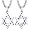 ChainsHouse Magen Star of David Necklace for Men Women, Stainless Steel/18K Gold Plated Hexagram/Dog Tag Pendant Jewish Israel Jewelry(01-Steel-David Star)