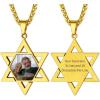 ChainsHouse Magen Star of David Necklace for Men Women, Stainless Steel/18K Gold Plated Hexagram/Dog Tag Pendant Jewish Israel Jewelry(02-Gold-David Star)