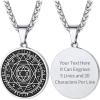 ChainsHouse Magen Star of David Necklace for Men Women, Stainless Steel/18K Gold Plated Hexagram/Dog Tag Pendant Jewish Israel Jewelry(03-Steel-Round Star)
